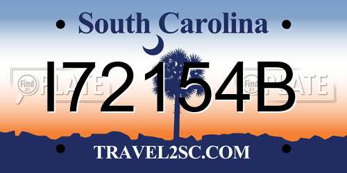 I72154B South Carolina License Plate