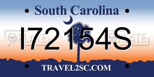I72154S South Carolina License Plate