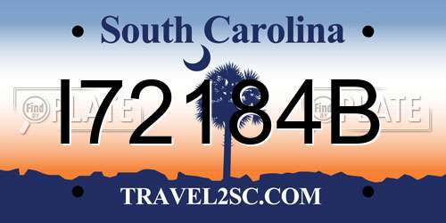 I72184B South Carolina License Plate