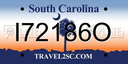 I72186O South Carolina License Plate
