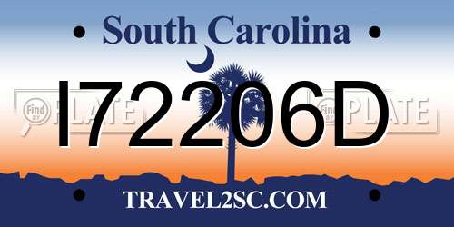 I72206D South Carolina License Plate