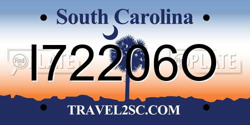 I72206O South Carolina License Plate