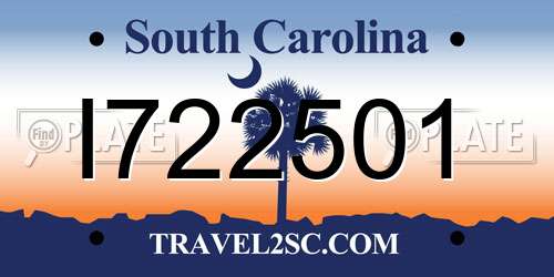 I722501 South Carolina License Plate