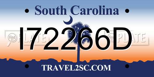 I72266D South Carolina License Plate