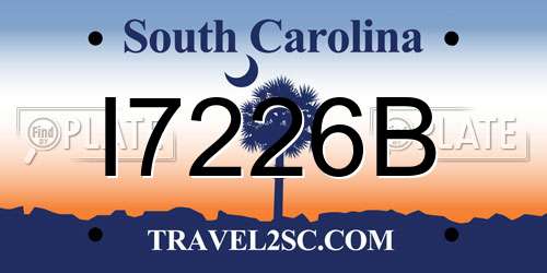 I7226B South Carolina License Plate