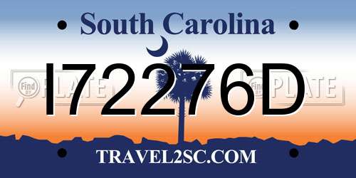 I72276D South Carolina License Plate