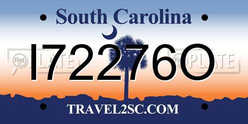 I72276O South Carolina License Plate