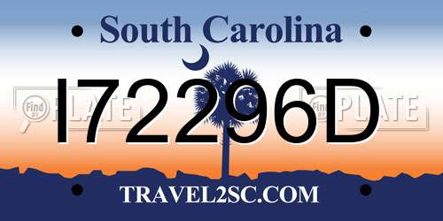 I72296D South Carolina License Plate