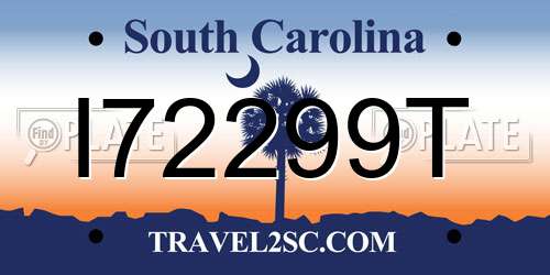I72299T South Carolina License Plate