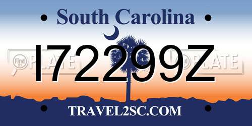 I72299Z South Carolina License Plate