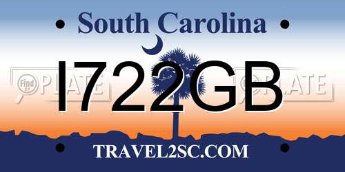 I722GB South Carolina License Plate