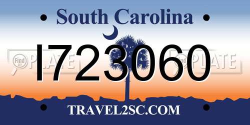 I723060 South Carolina License Plate