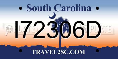 I72306D South Carolina License Plate