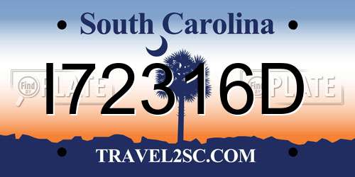 I72316D South Carolina License Plate