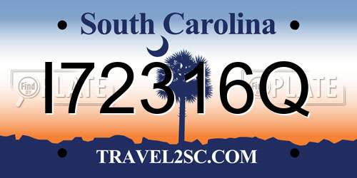 I72316Q South Carolina License Plate