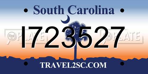 I723527 South Carolina License Plate