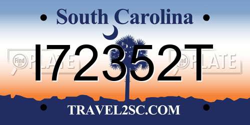 I72352T South Carolina License Plate