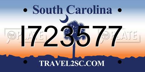 I723577 South Carolina License Plate