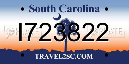I723822 South Carolina License Plate