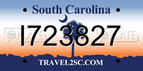 I723827 South Carolina License Plate