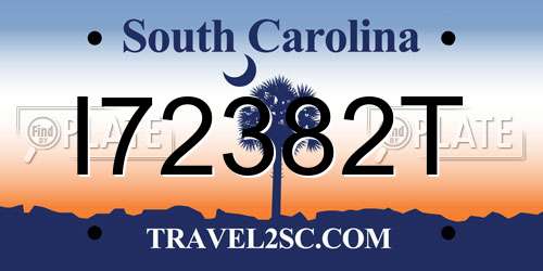 I72382T South Carolina License Plate