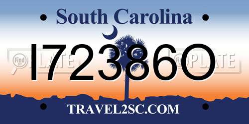 I72386O South Carolina License Plate