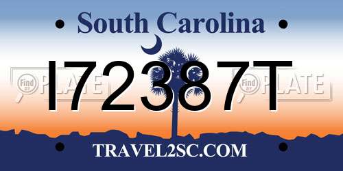 I72387T South Carolina License Plate