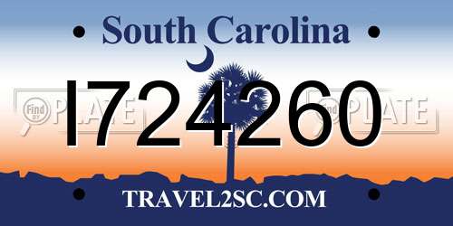 I724260 South Carolina License Plate