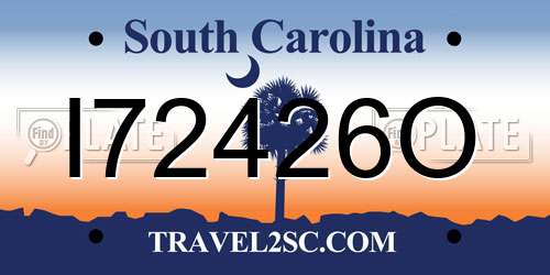 I72426O South Carolina License Plate