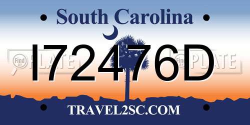 I72476D South Carolina License Plate