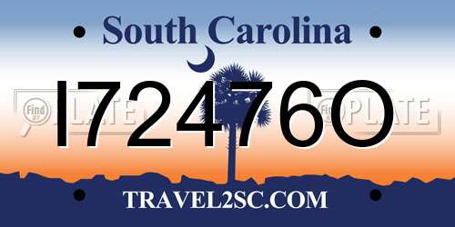 I72476O South Carolina License Plate