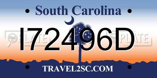 I72496D South Carolina License Plate