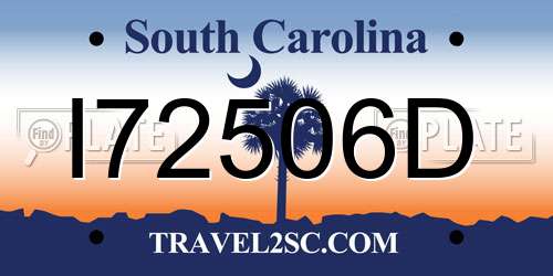 I72506D South Carolina License Plate