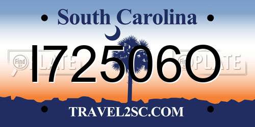 I72506O South Carolina License Plate