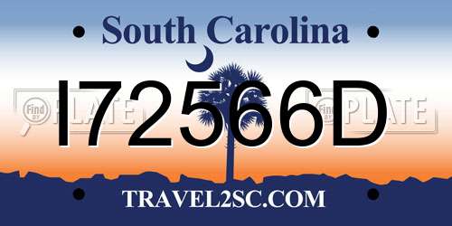 I72566D South Carolina License Plate