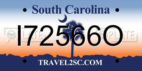 I72566O South Carolina License Plate