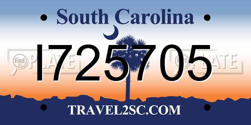 I725705 South Carolina License Plate