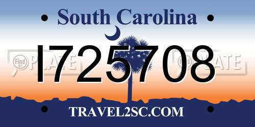 I725708 South Carolina License Plate