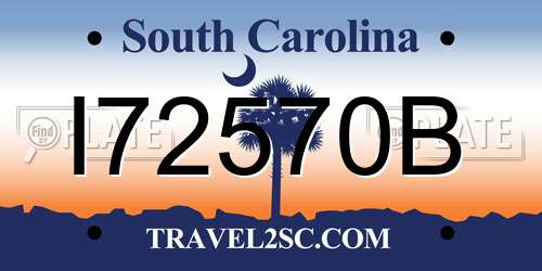 I72570B South Carolina License Plate