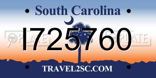 I725760 South Carolina License Plate
