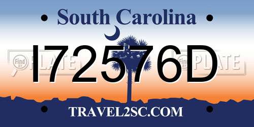I72576D South Carolina License Plate