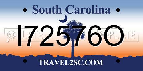 I72576O South Carolina License Plate