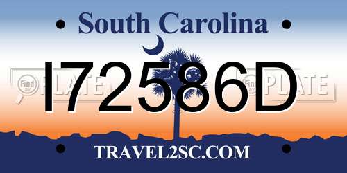 I72586D South Carolina License Plate