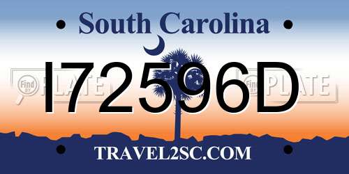 I72596D South Carolina License Plate