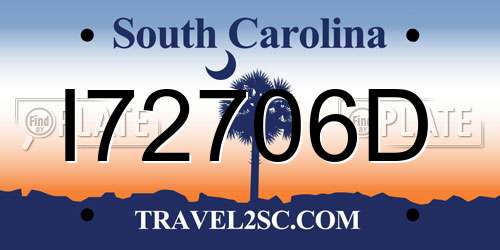 I72706D South Carolina License Plate