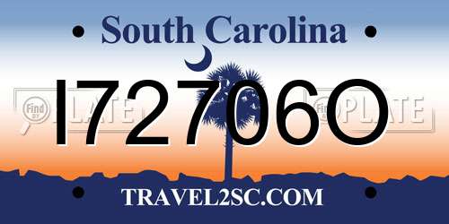 I72706O South Carolina License Plate
