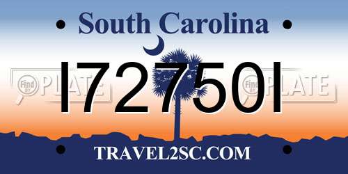 I72750I South Carolina License Plate