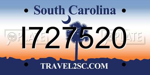 I727520 South Carolina License Plate