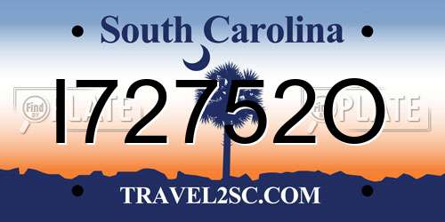 I72752O South Carolina License Plate