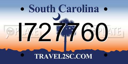 I727760 South Carolina License Plate